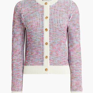 Multi-color Ladder-stitch lady cardigan sweater, XL